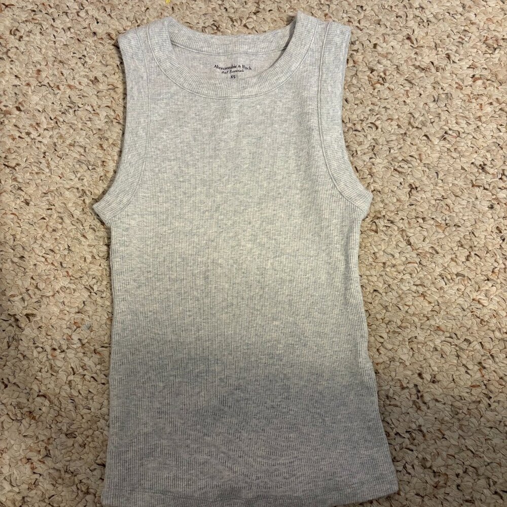 Abercombie & Fitch Vintage-Style Rib Tuckable Crew Tank- Heather Grey- XS